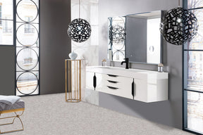 72" Mercer Island Single Sink Bathroom Vanity, Glossy White w/ Matte Black