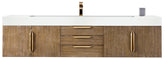 72" Mercer Island Single Sink Bathroom Vanity, Latte Oak w/ Radiant Gold