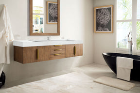 72" Mercer Island Single Sink Bathroom Vanity, Latte Oak w/ Radiant Gold