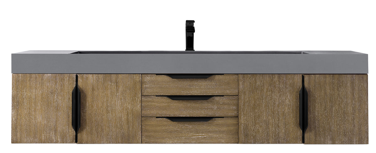 72" Mercer Island Single Sink Bathroom Vanity, Latte Oak w/ Matte Black