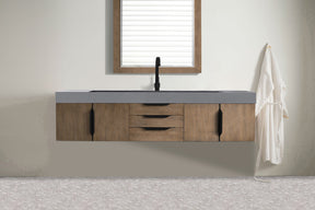 72" Mercer Island Single Sink Bathroom Vanity, Latte Oak w/ Matte Black