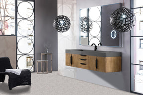72" Mercer Island Single Sink Bathroom Vanity, Latte Oak w/ Matte Black