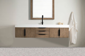 72" Mercer Island Single Sink Bathroom Vanity, Latte Oak w/ Matte Black