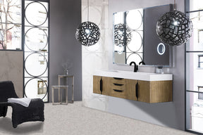 72" Mercer Island Single Sink Bathroom Vanity, Latte Oak w/ Matte Black