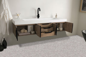 72" Mercer Island Single Sink Bathroom Vanity, Latte Oak w/ Matte Black