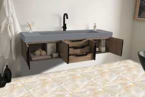 72" Mercer Island Single Sink Bathroom Vanity, Latte Oak w/ Matte Black