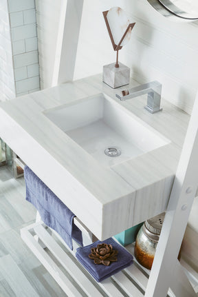 30" Lakeside Single Bathroom Vanity, Glossy White w/ Top