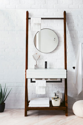 30" Lakeside Single Bathroom Vanity, Mid Century Walnut w/ Top