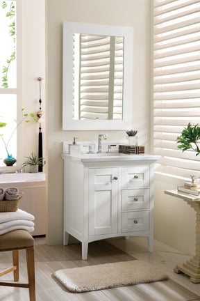 30" Palisades Bright White Single Sink Bathroom Vanity, James Martin Vanities - vanitiesdepot.com