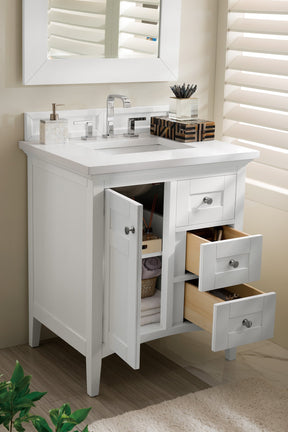 30" Palisades Bright White Single Sink Bathroom Vanity, James Martin Vanities - vanitiesdepot.com