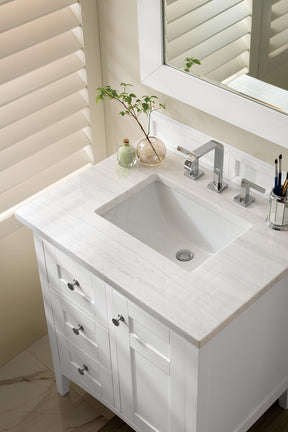 30" Palisades Bright White Single Sink Bathroom Vanity, James Martin Vanities - vanitiesdepot.com