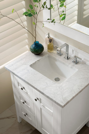 30" Palisades Bright White Single Sink Bathroom Vanity, James Martin Vanities - vanitiesdepot.com