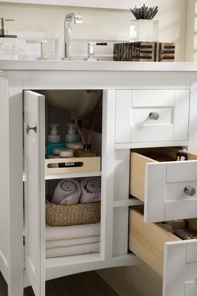 30" Palisades Bright White Single Sink Bathroom Vanity, James Martin Vanities - vanitiesdepot.com