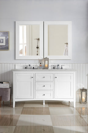 60" Palisades Bright White Double Bathroom Vanity, James Martin Vanities - vanitiesdepot.com