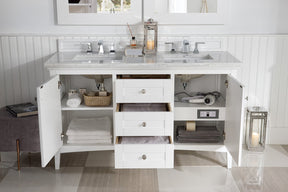 60" Palisades Bright White Double Bathroom Vanity, James Martin Vanities - vanitiesdepot.com