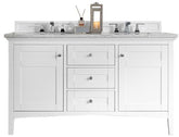 60" Palisades Bright White Double Bathroom Vanity, James Martin Vanities - vanitiesdepot.com