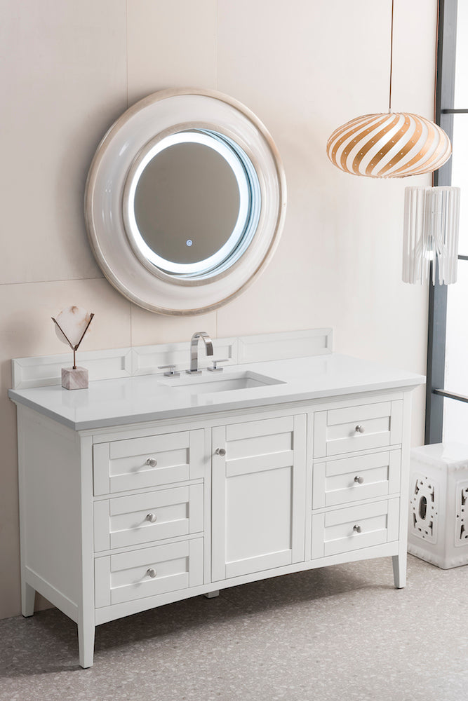 60" Palisades Single Bathroom Vanity, Bright White