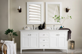 72" Palisades Bright White Double Bathroom Vanity, James Martin Vanities - vanitiesdepot.com