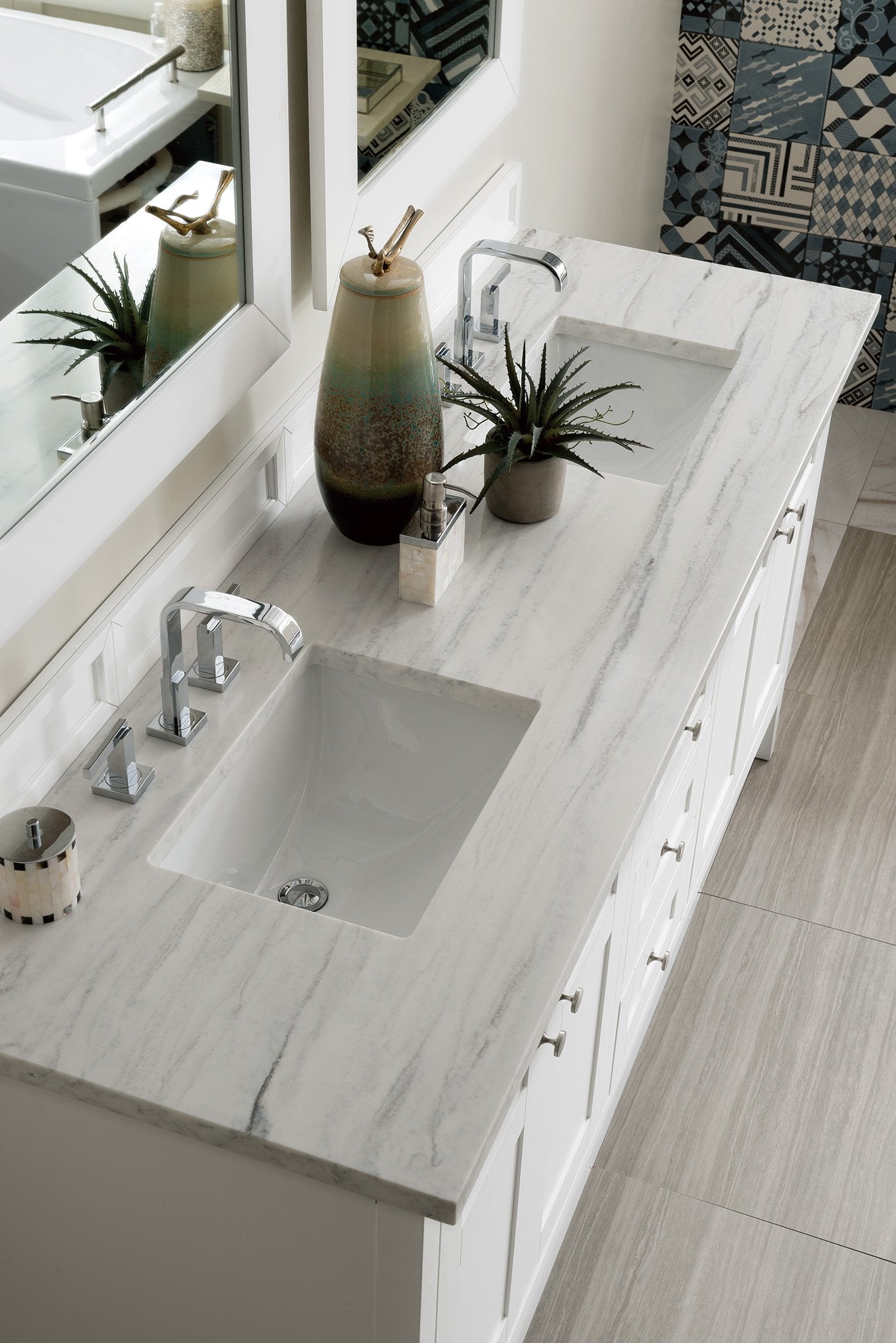 72" Palisades Bright White Double Bathroom Vanity, James Martin Vanities - vanitiesdepot.com