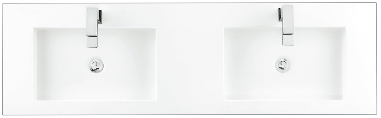 59" Linear Double Sink Bathroom Vanity, Glossy White