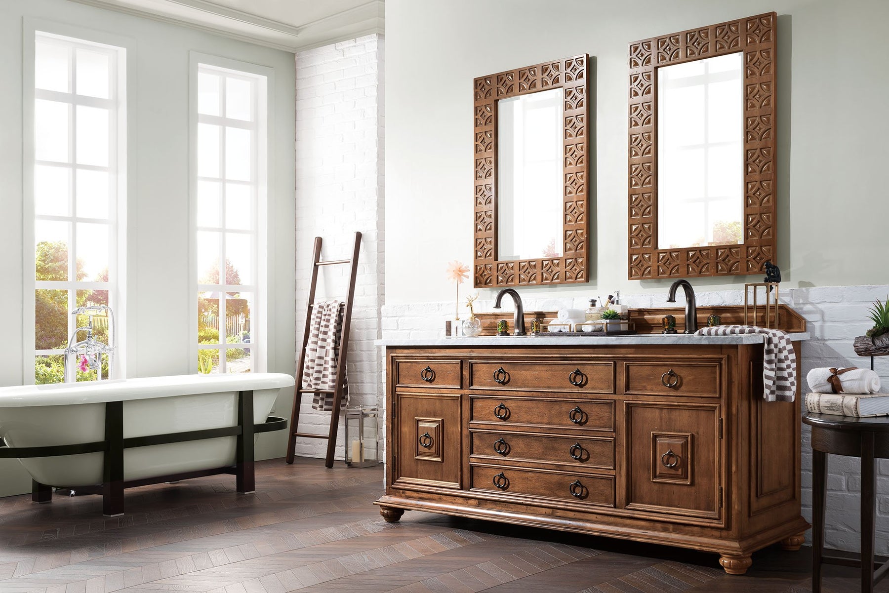 72" Mykonos Cinnamon Double Sink Bathroom Vanity, James Martin Vanities - vanitiesdepot.com