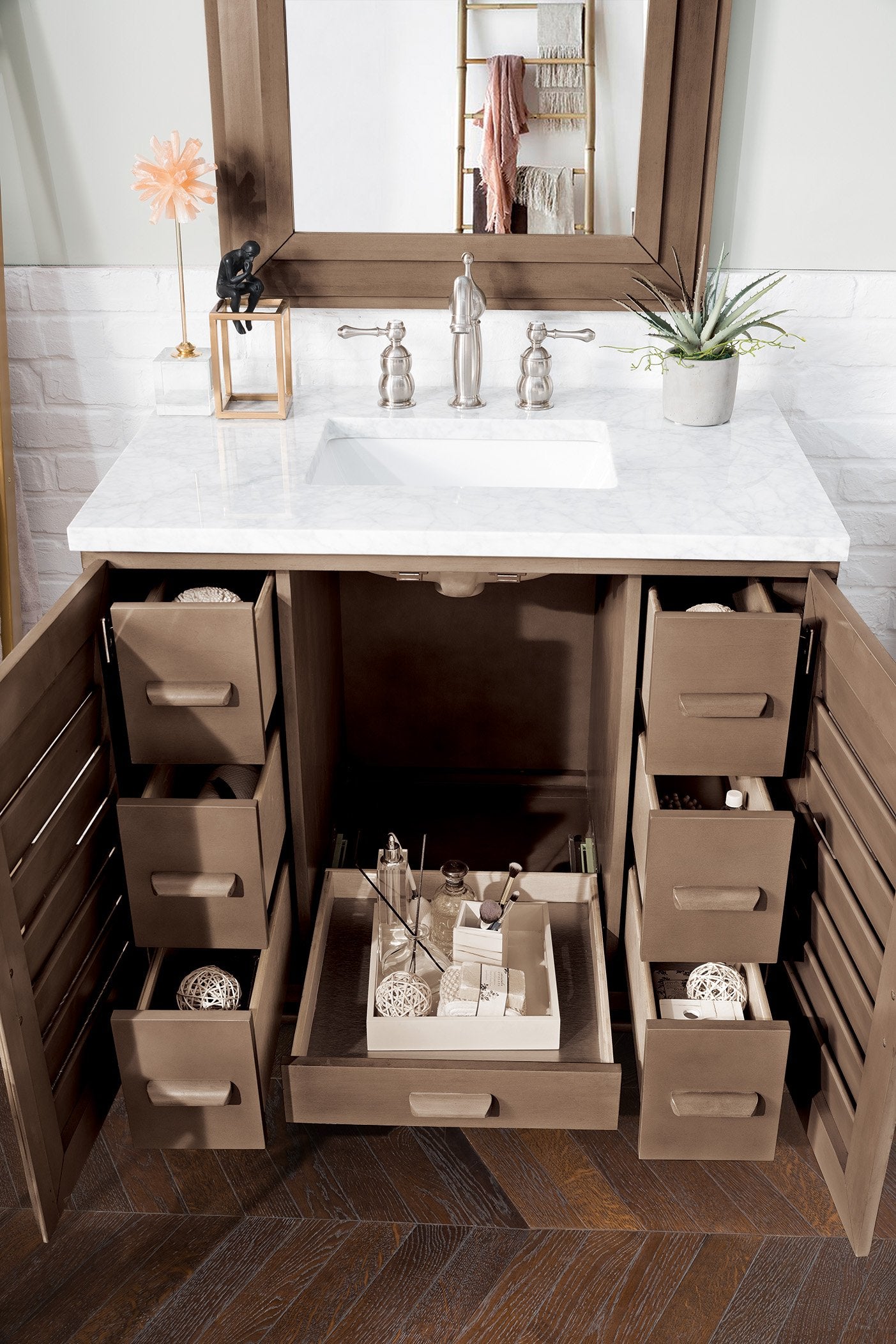 36" Portland Whitewashed Walnut Single Bathroom Vanity, James Martin Vanities - vanitiesdepot.com
