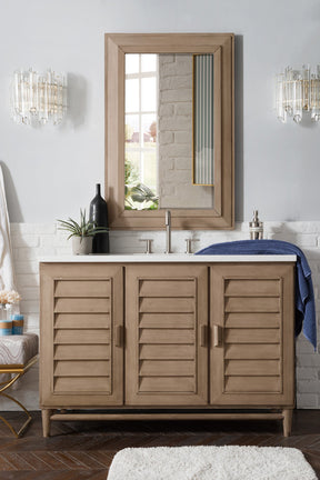 48" Portland Whiewashed Walnut Single Bathroom Vanity, James Martin Vanities - vanitiesdepot.com