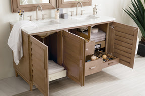 60" Portland Whitewashed Walnut Double Bathroom Vanity, James Martin Vanities - vanitiesdepot.com