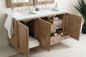 60" Portland Double Bathroom Vanity, Whitewashed Walnut