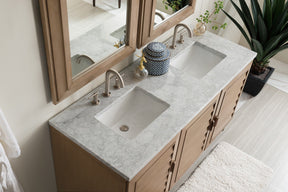 60" Portland Whitewashed Walnut Double Bathroom Vanity, James Martin Vanities - vanitiesdepot.com