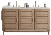 60" Portland Whitewashed Walnut Double Bathroom Vanity, James Martin Vanities - vanitiesdepot.com