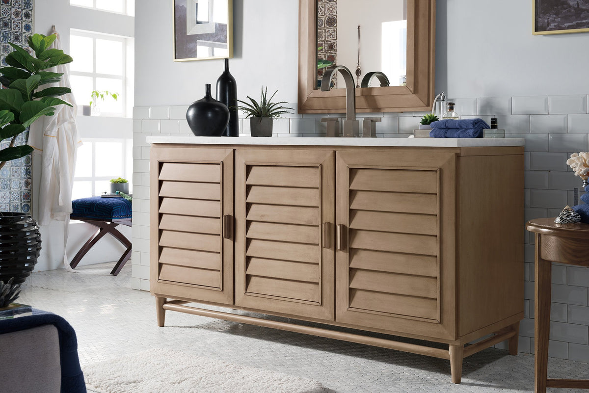 60" Portland Whitewashed Walnut Single Bathroom Vanity, James Martin Vanities - vanitiesdepot.com