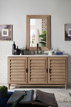 60" Portland Whitewashed Walnut Single Bathroom Vanity, James Martin Vanities - vanitiesdepot.com