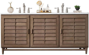 72" Portland Whitewashed Walnut Double Bathroom Vanity, James Martin Vanities - vanitiesdepot.com