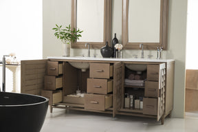 72" Portland Whitewashed Walnut Double Bathroom Vanity, James Martin Vanities - vanitiesdepot.com