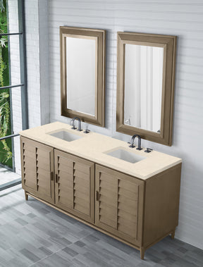 72" Portland Double Bathroom Vanity, Whitewashed Walnut