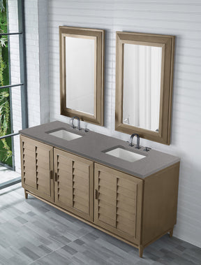 72" Portland Double Bathroom Vanity, Whitewashed Walnut