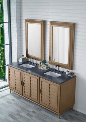 72" Portland Double Bathroom Vanity, Whitewashed Walnut