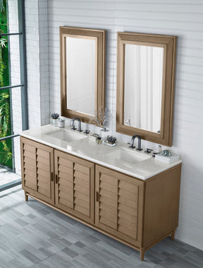 72" Portland Double Bathroom Vanity, Whitewashed Walnut