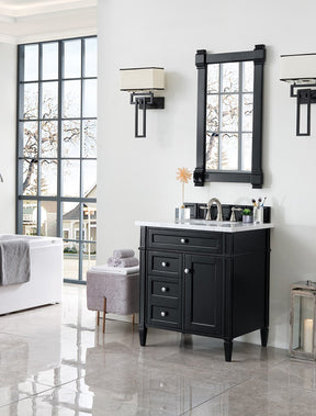 30" Brittany Black Onyx Single Sink Bathroom Vanity, James Martin Vanities - vanitiesdepot.com