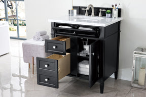 30" Brittany Black Onyx Single Sink Bathroom Vanity, James Martin Vanities - vanitiesdepot.com