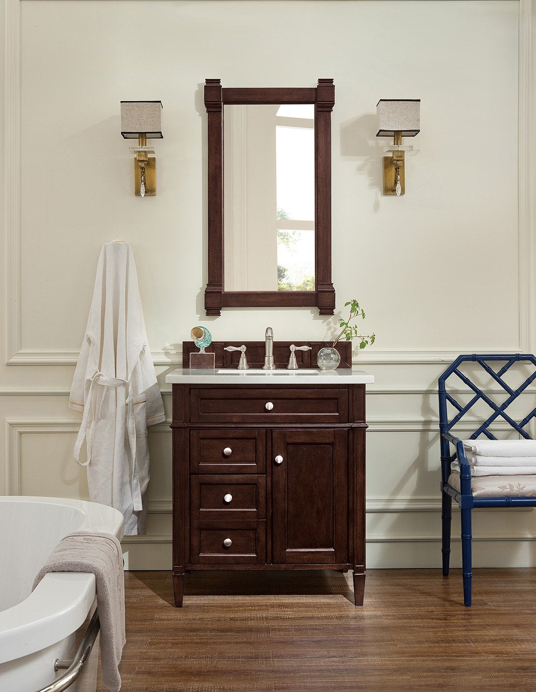 30" Brittany Burnished Mahogany Single Sink Bathroom Vanity, James Martin Vanities - vanitiesdepot.com