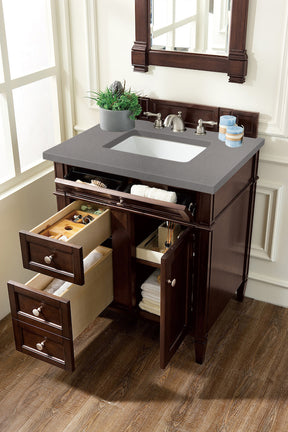 30" Brittany Single Sink Bathroom Vanity, Burnished Mahogany