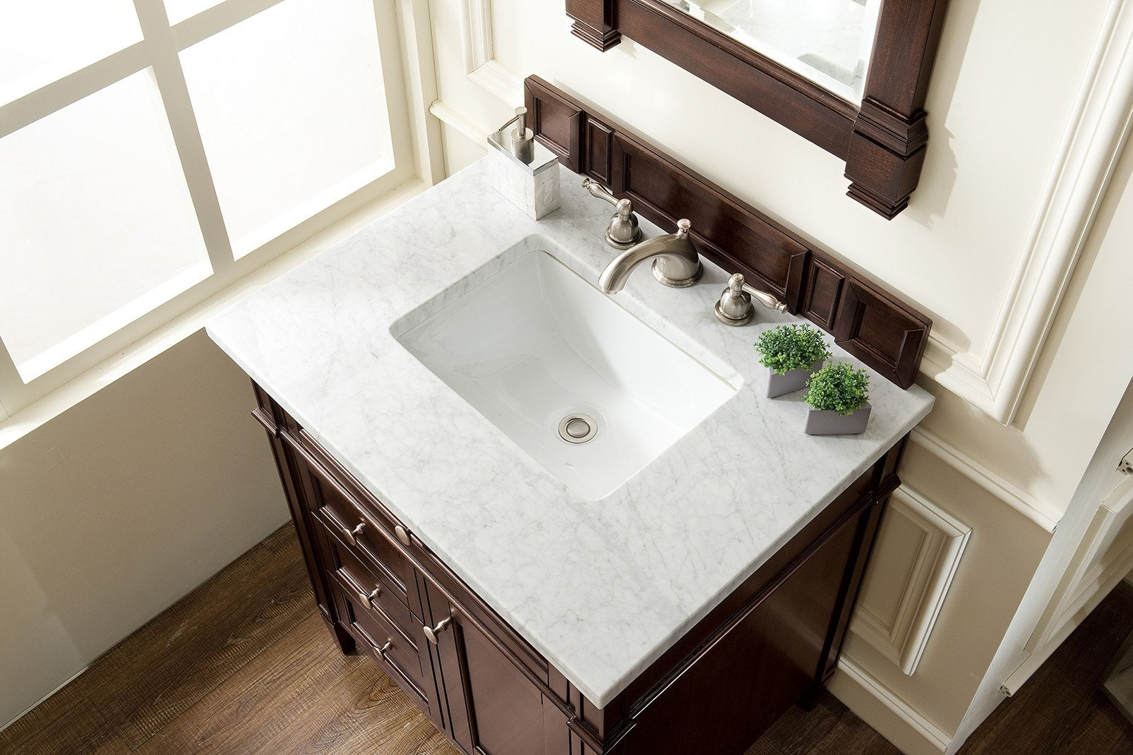 30" Brittany Burnished Mahogany Single Sink Bathroom Vanity, James Martin Vanities - vanitiesdepot.com