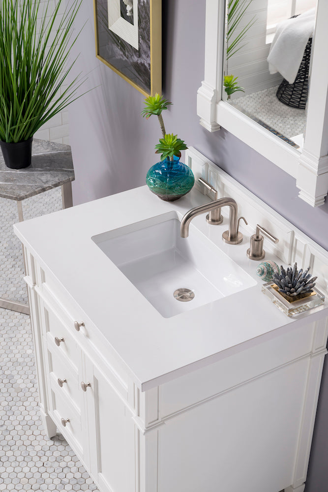 30" Brittany Single Sink Bathroom Vanity, Bright White