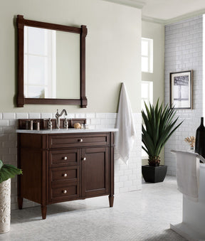 36" Brittany Burnished Mahogany Single Bathroom Vanity, James Martin Vanities - vanitiesdepot.com