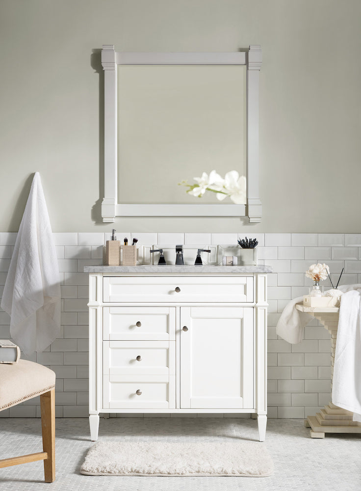 36" Brittany Single Bathroom Vanity, Bright White