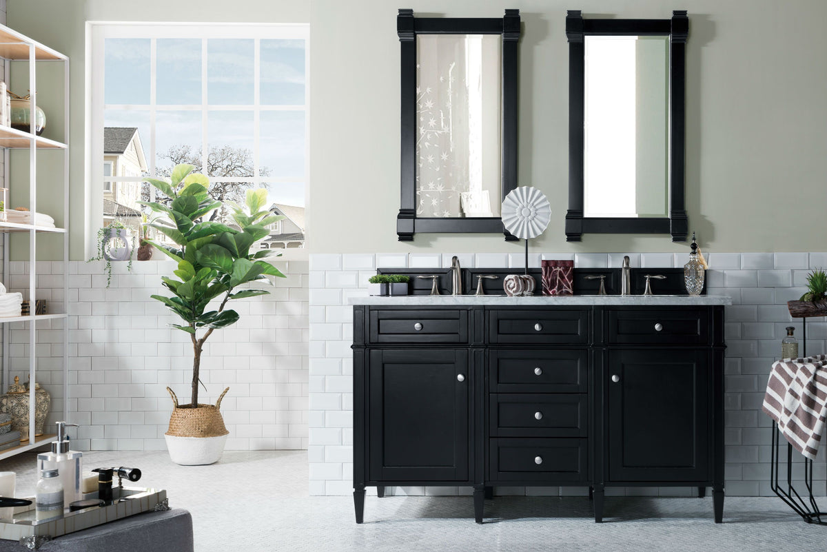 60" Brittany Double Bathroom Vanity Black Onyx, James Martin Vanities - vanitiesdepot.com