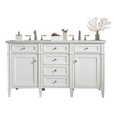 60" Brittany Double Bathroom Vanity, Bright White