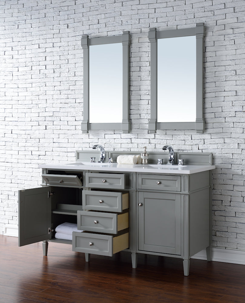 60" Brittany Double Bathroom Vanity, Urban Gray